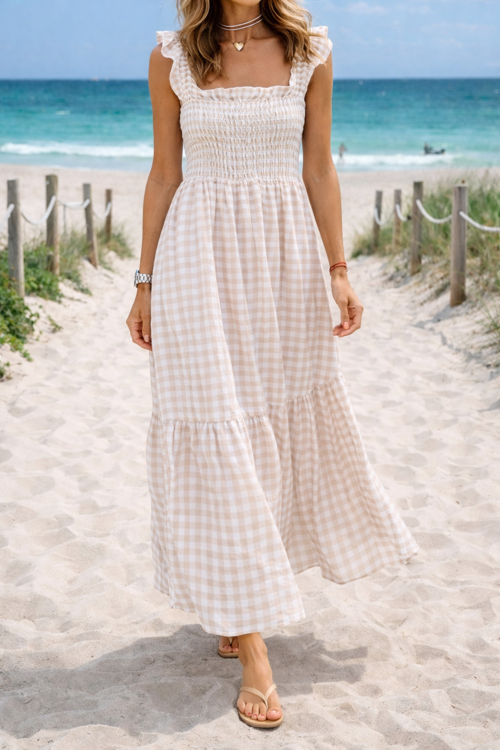 Gwendolen — Gingham Smocked Maxi Dress