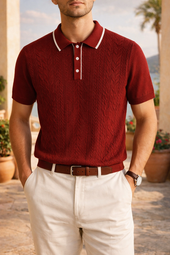Tanner — Cable-Knit Polo