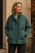 Florence — Women's Insulated Quilted Winter Coat with Stand Collar