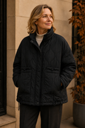 Florence — Women's Insulated Quilted Winter Coat with Stand Collar