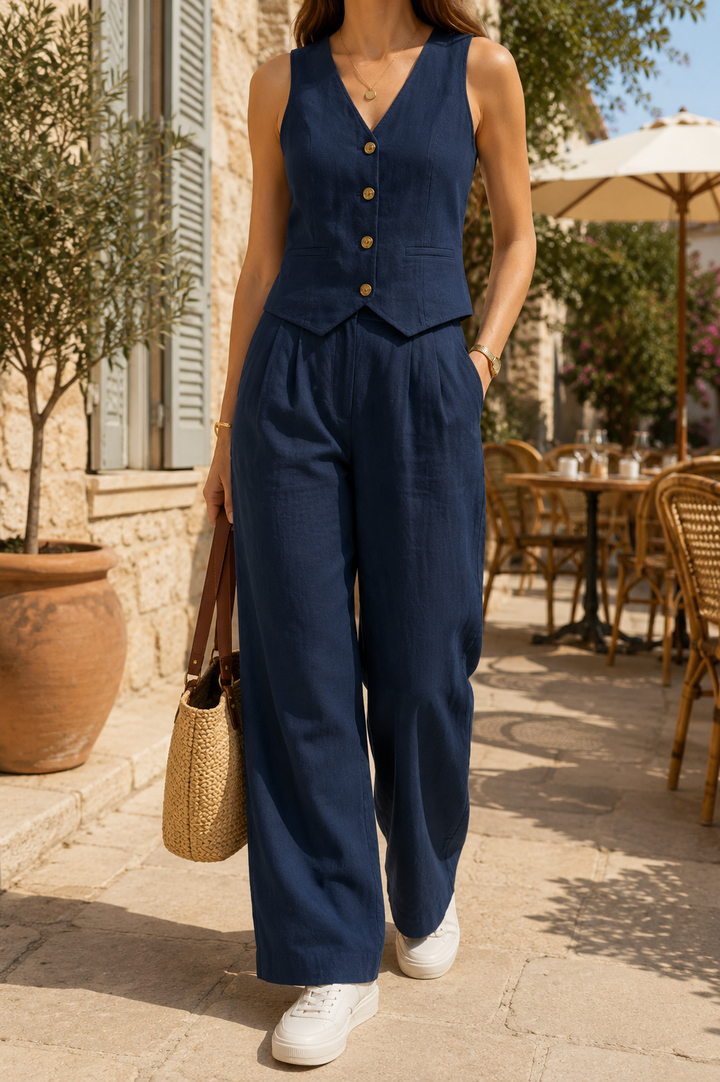 Georgiana — Waistcoat &amp; Wide-Trouser Set
