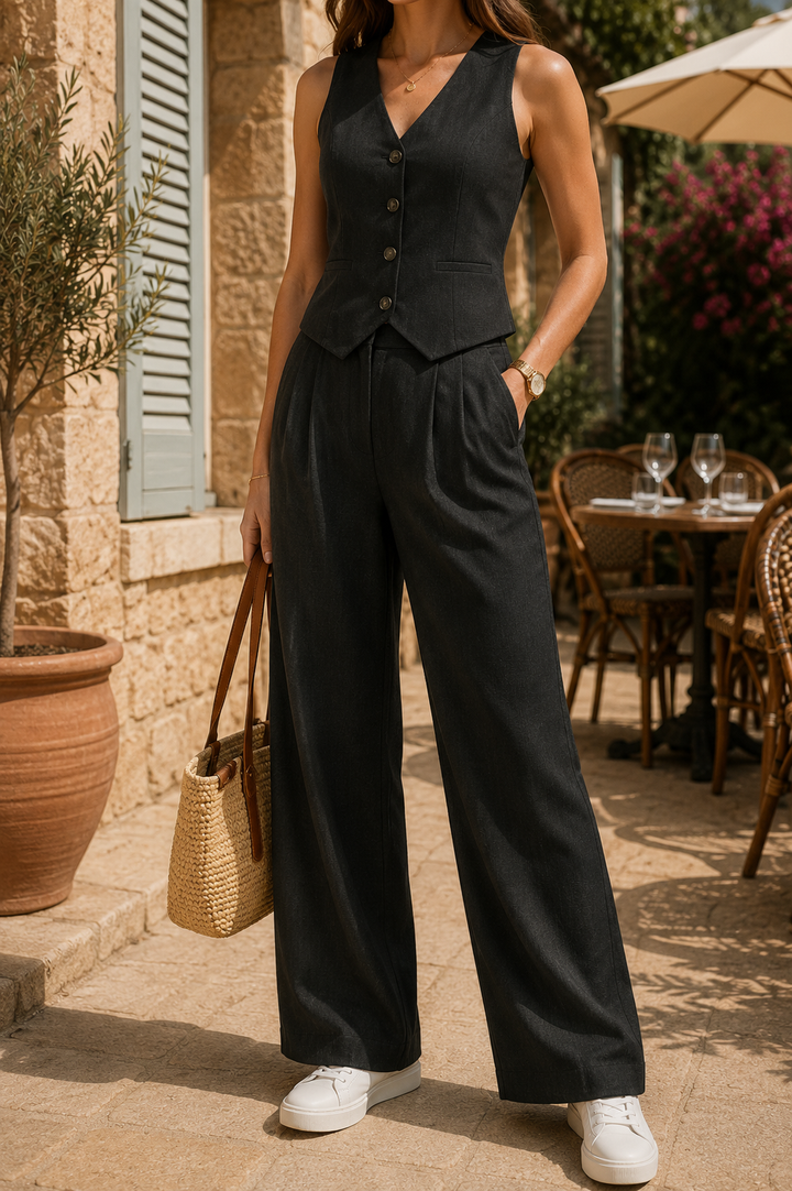 Georgiana — Waistcoat &amp; Wide-Trouser Set