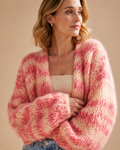 Rosie — Women's Cropped Fluffy Color-Block Cardigan