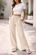 Carwen — Drawstring Wide-Leg Lounge Trousers