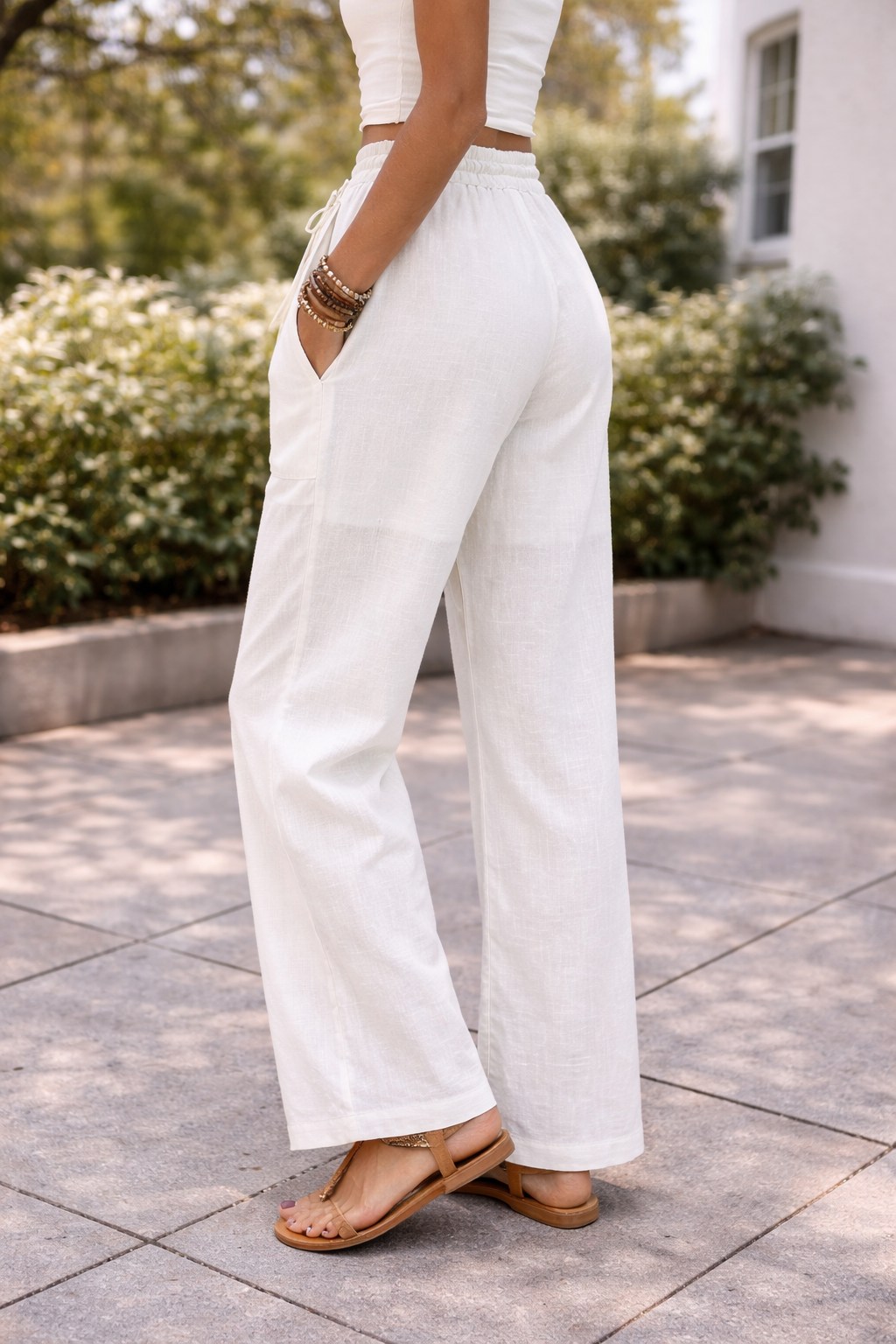 Sherry — Drawstring Wide-Leg Linen Trousers