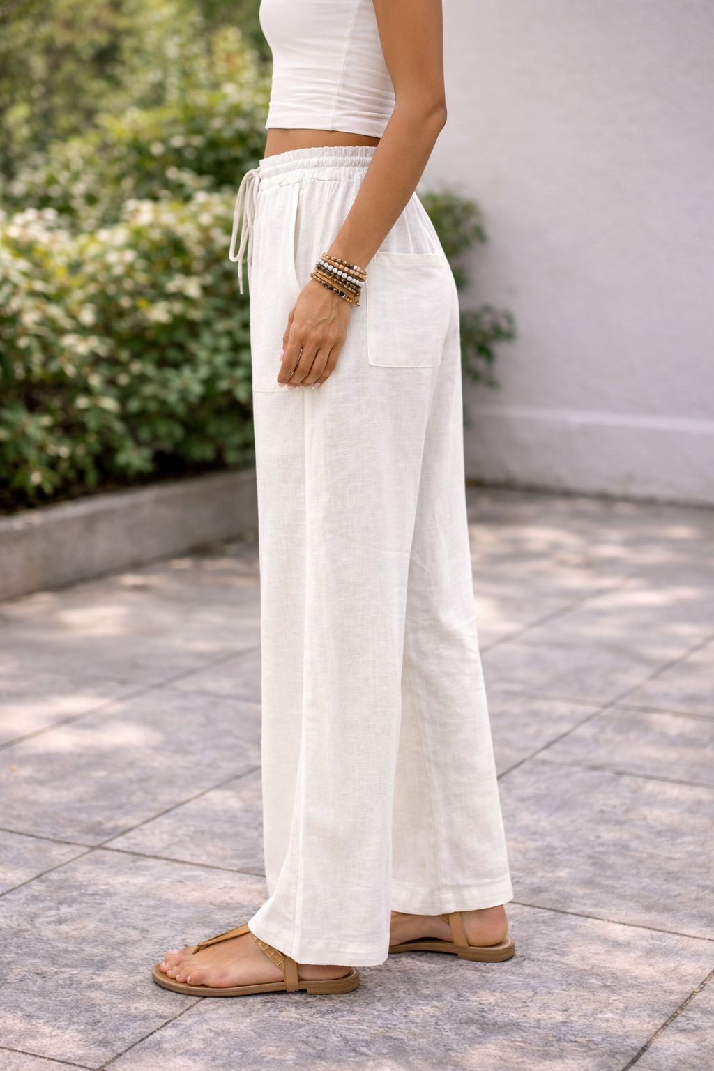 Sherry — Drawstring Wide-Leg Linen Trousers