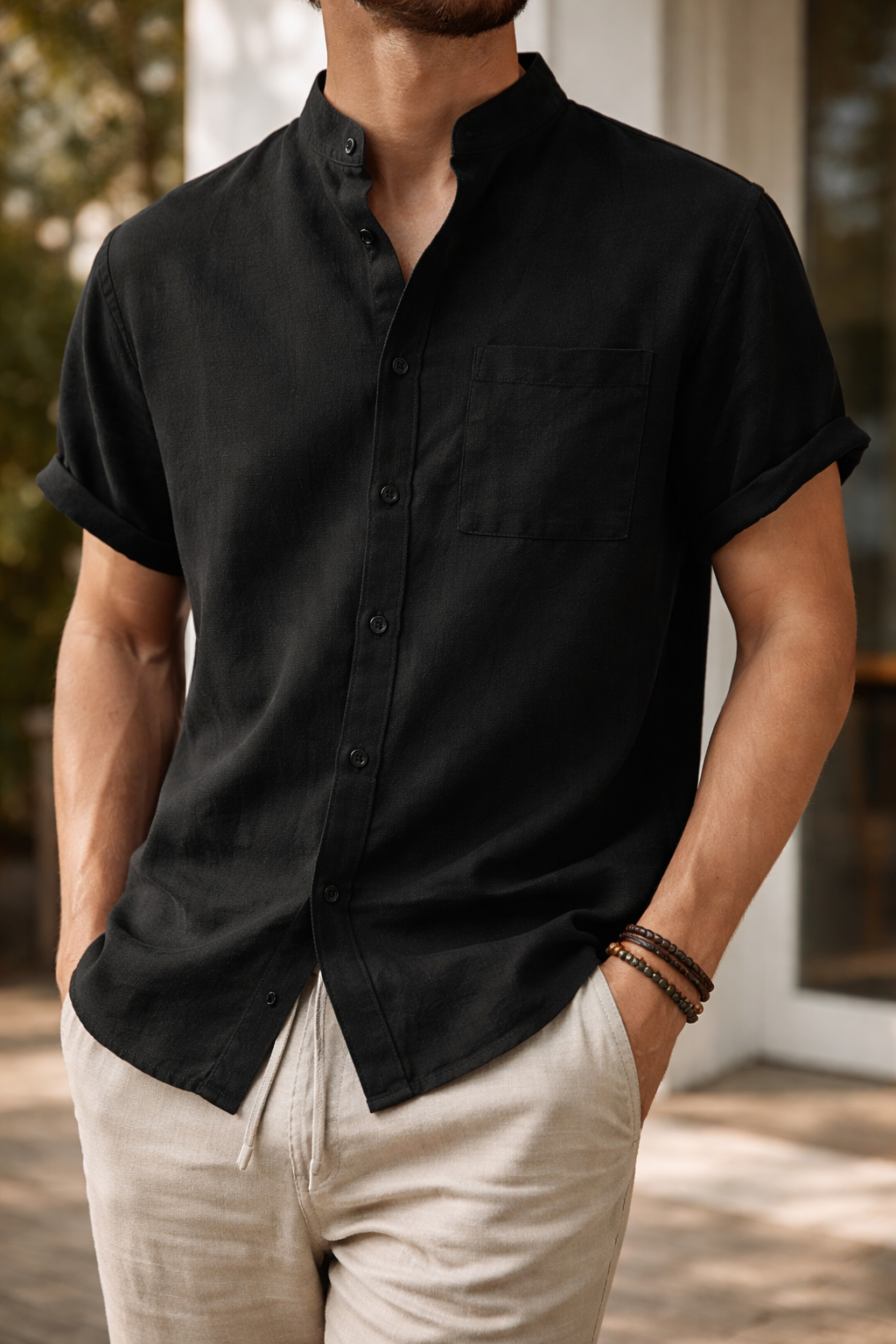 Glenn — Grandad-Collar Summer Shirt