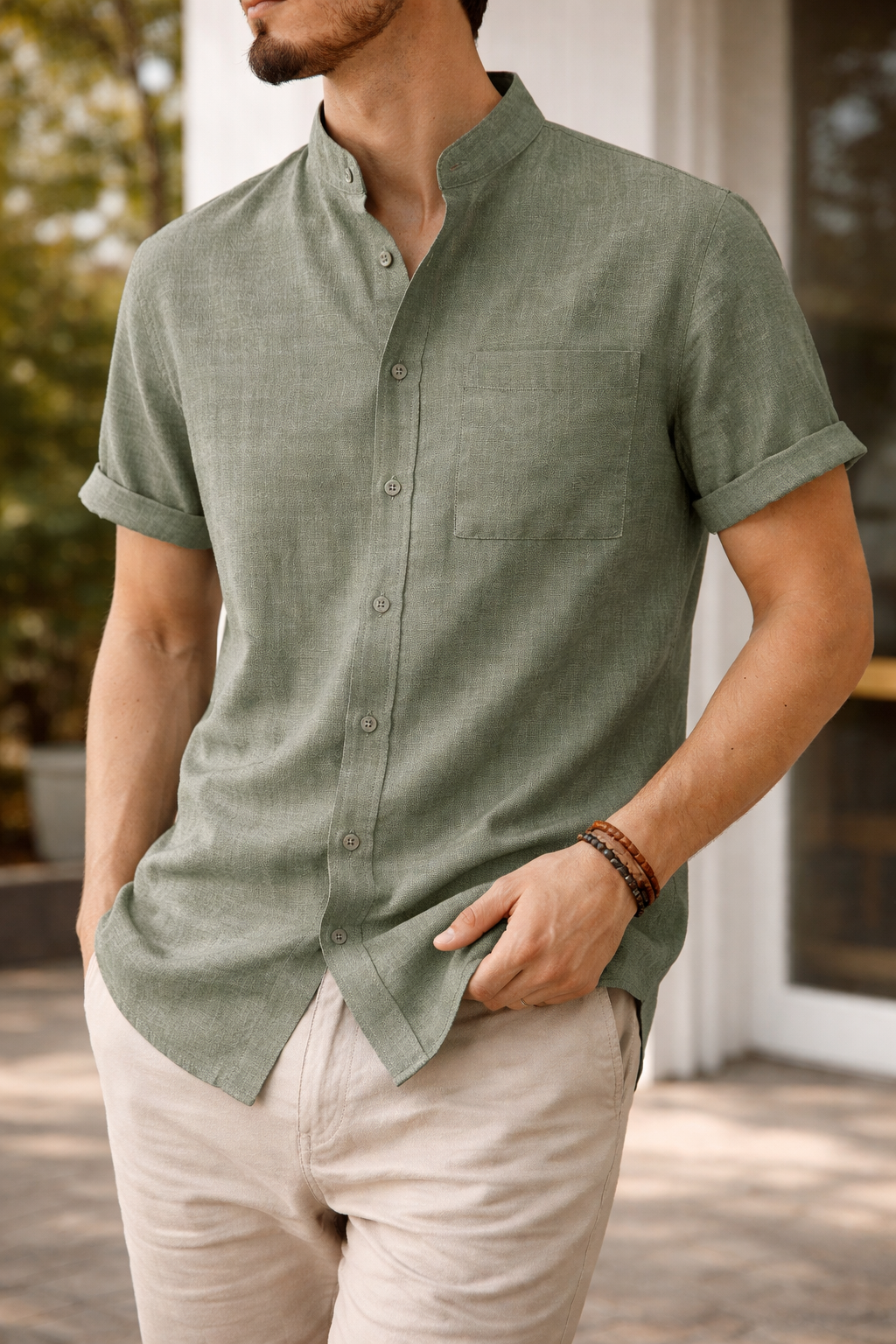 Glenn — Grandad-Collar Summer Shirt