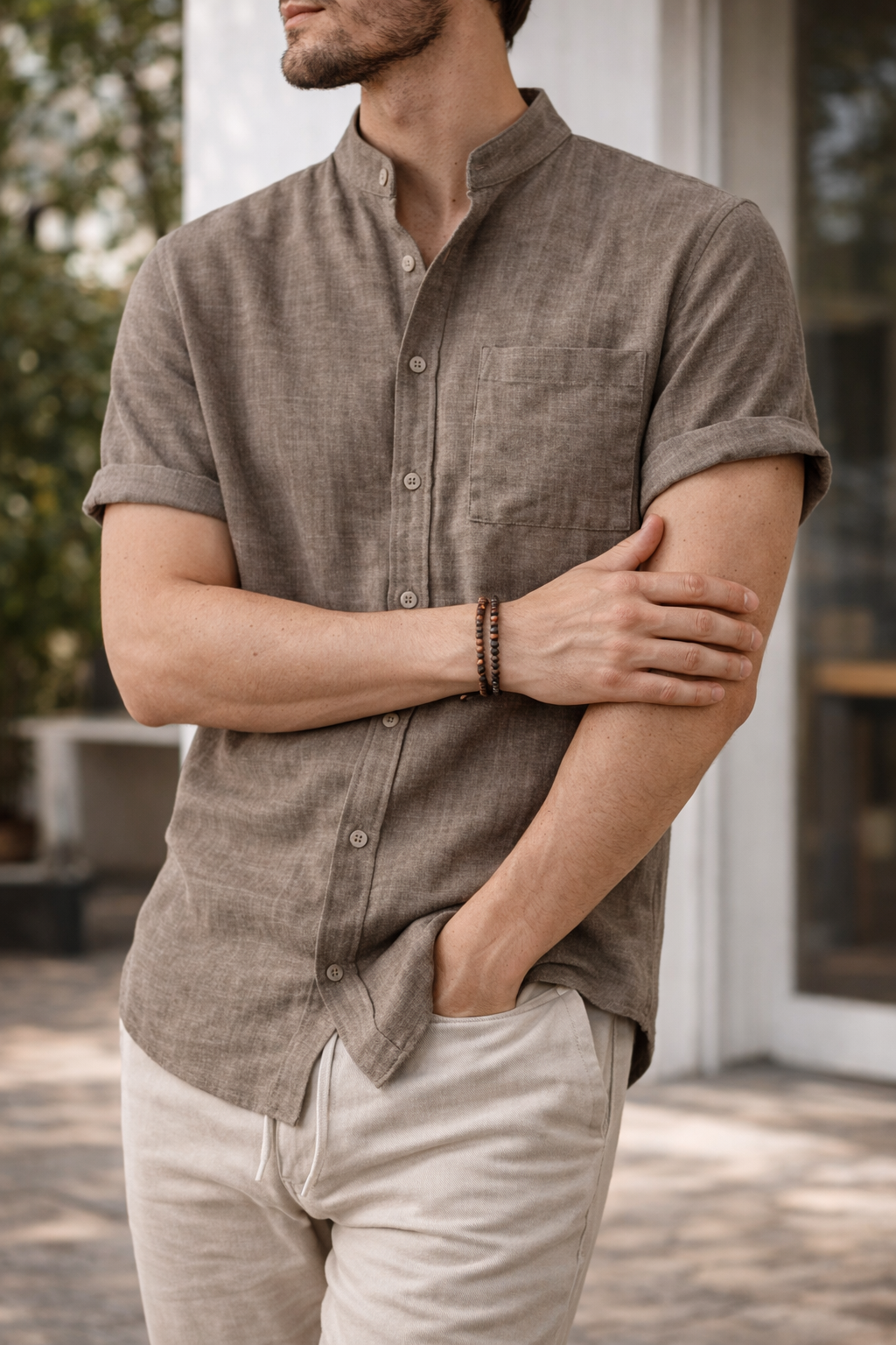 Glenn — Grandad-Collar Summer Shirt