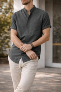 Glenn — Grandad-Collar Summer Shirt