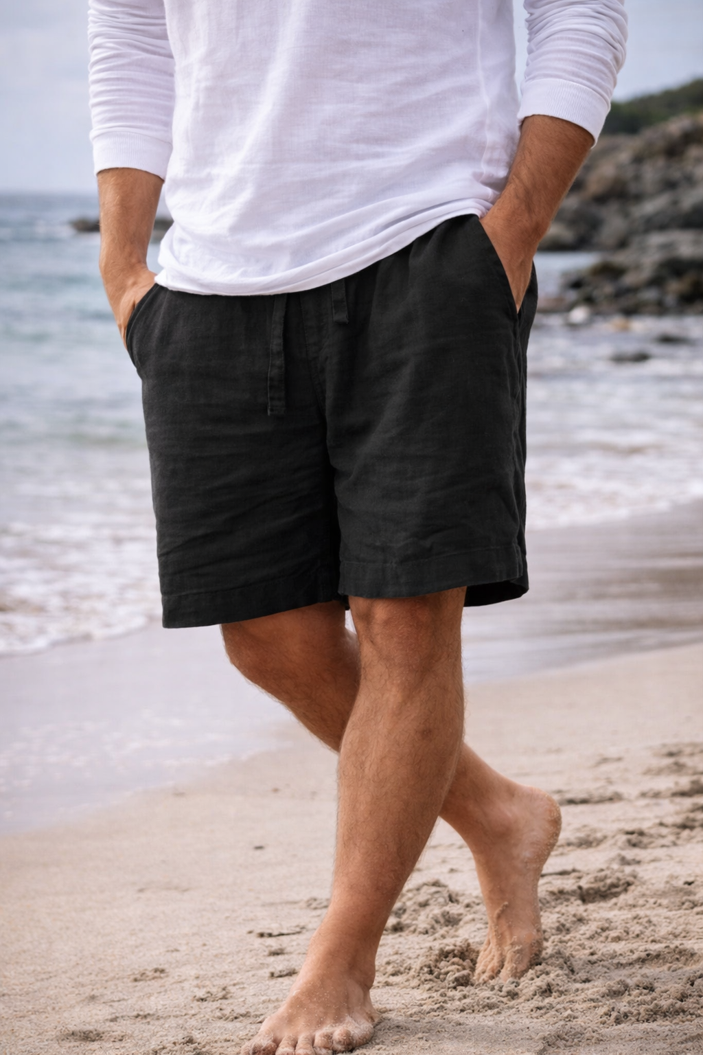 Kip — Linen-Blend Drawstring Shorts
