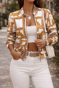 Apollonia — Collarless Bomber Jacket