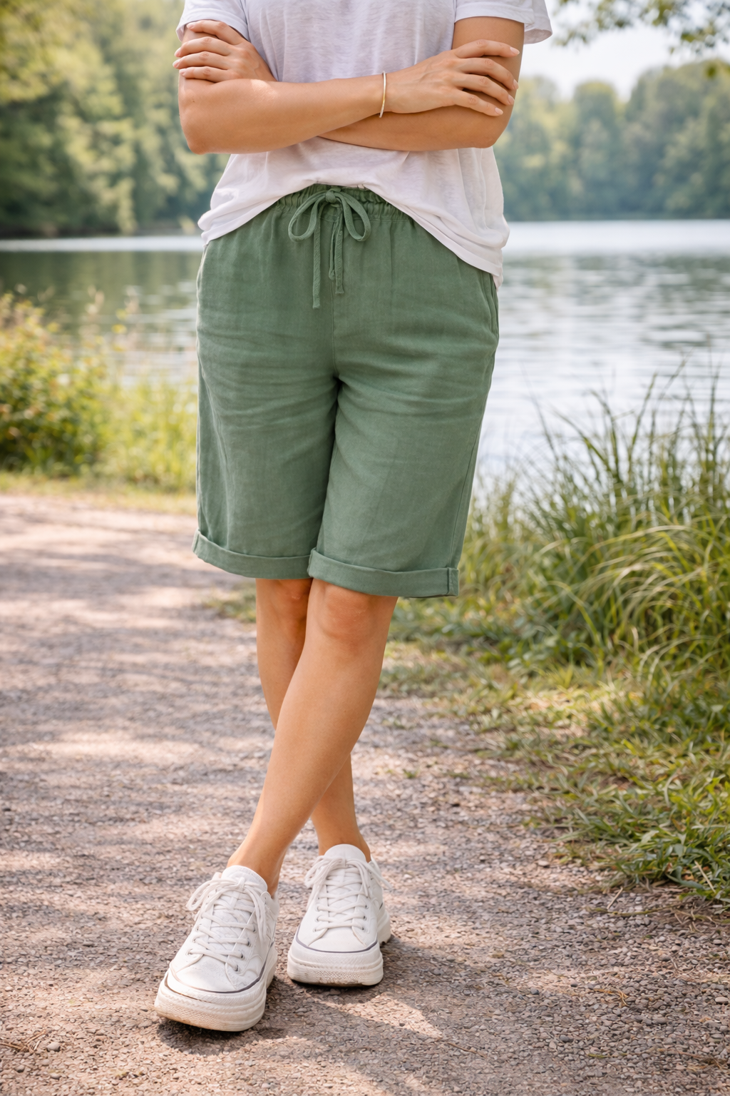 Chloe — Cotton Knee-Length Shorts
