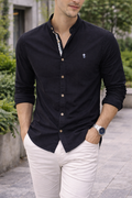 Brett — Mandarin-Collar Cotton Shirt