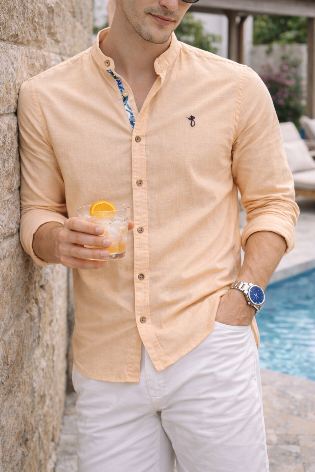 Brett — Mandarin-Collar Cotton Shirt