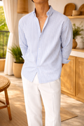 Neil — Striped Linen Button-Up Shirt