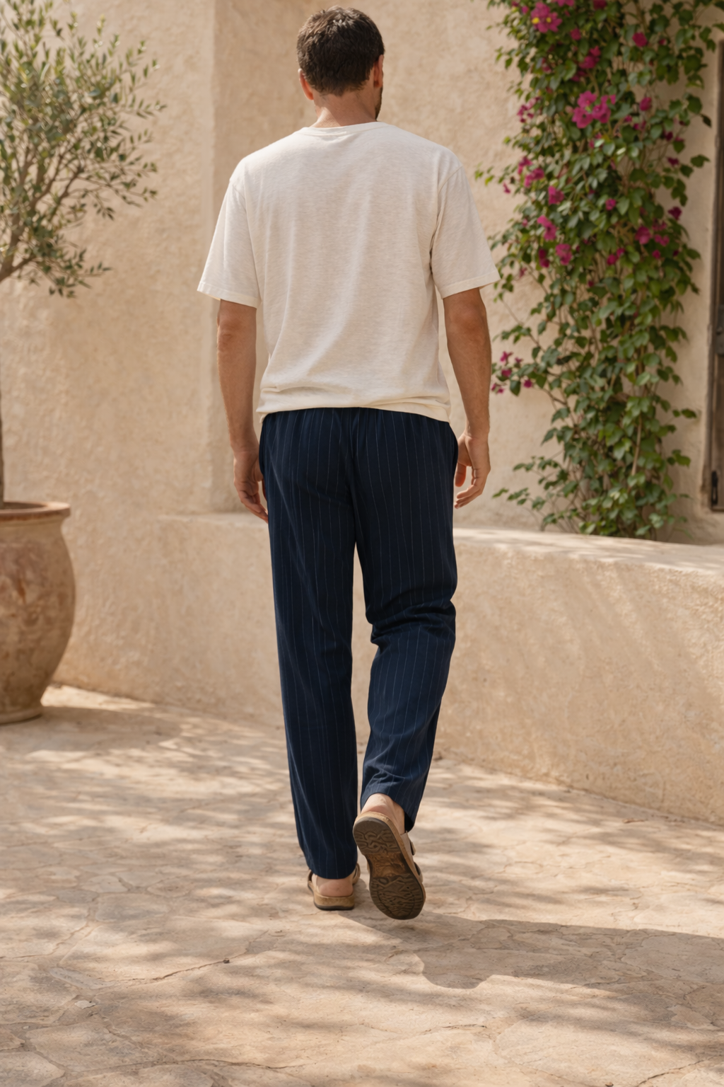 Jarrett — Striped Linen Drawstring Trousers
