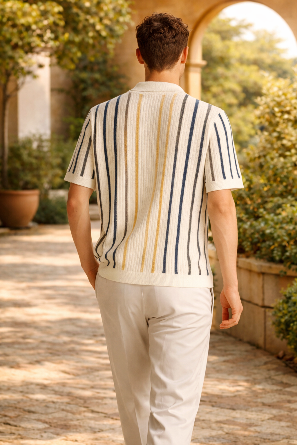 Scott — Striped Knit Short-Sleeve Shirt