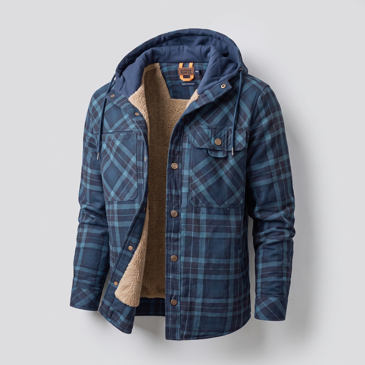 Dalton — Men’s Sherpa-Lined Hooded Check Jacket