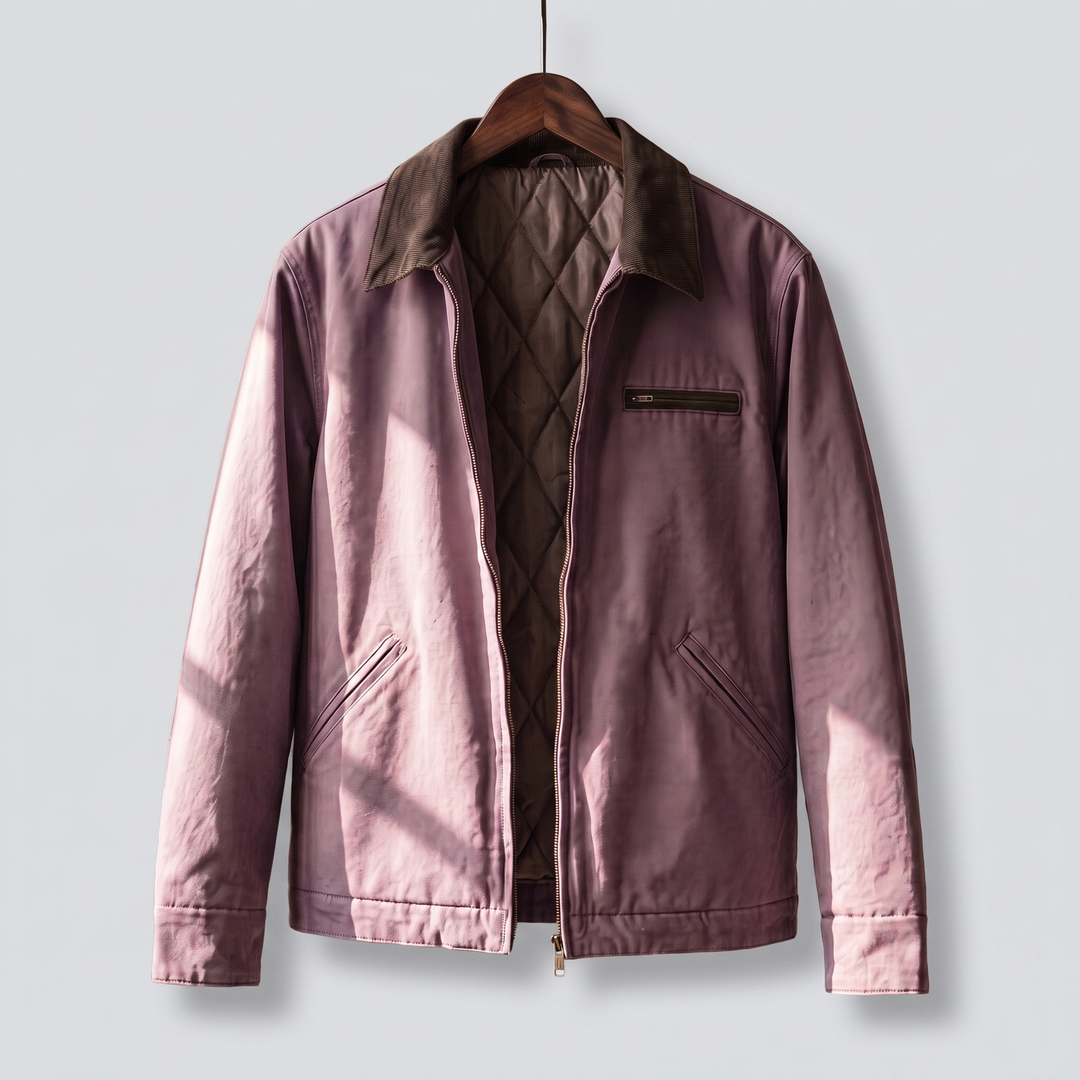 Corbin — Men’s Corduroy-Collar Cotton Zip Jacket