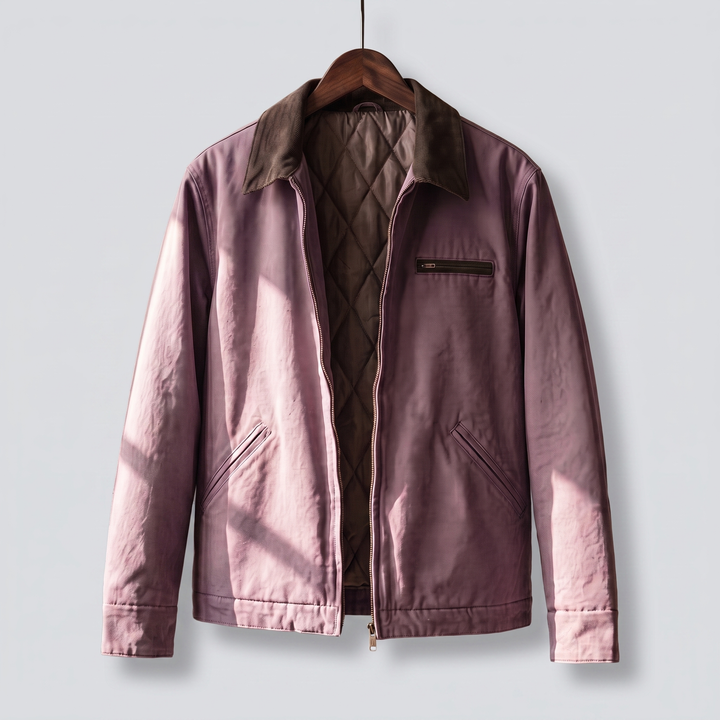 Corbin — Men’s Corduroy-Collar Cotton Zip Jacket