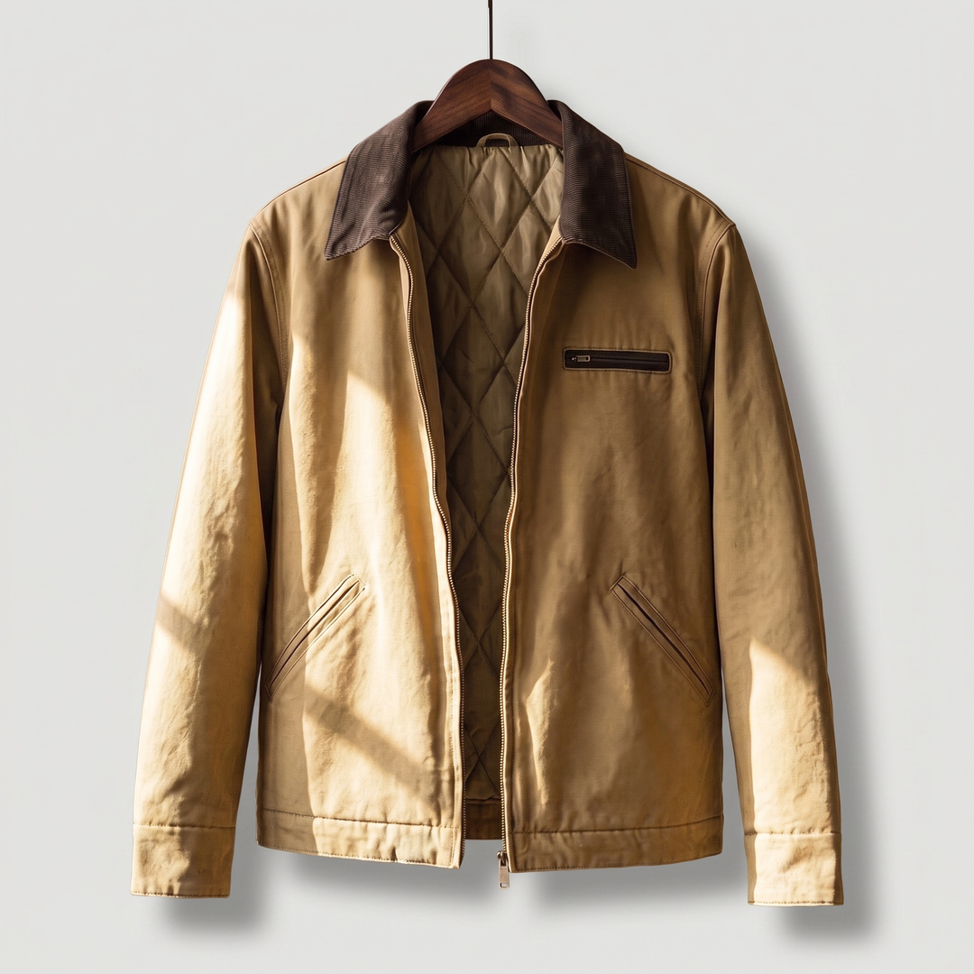 Corbin — Men’s Corduroy-Collar Cotton Zip Jacket