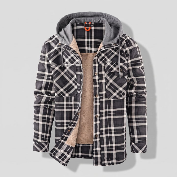 Dalton — Men’s Sherpa-Lined Hooded Check Jacket