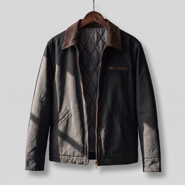Corbin — Men’s Corduroy-Collar Cotton Zip Jacket