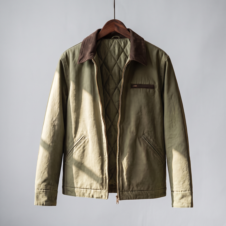 Corbin — Men’s Corduroy-Collar Cotton Zip Jacket