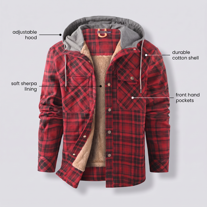 Dalton — Men’s Sherpa-Lined Hooded Check Jacket