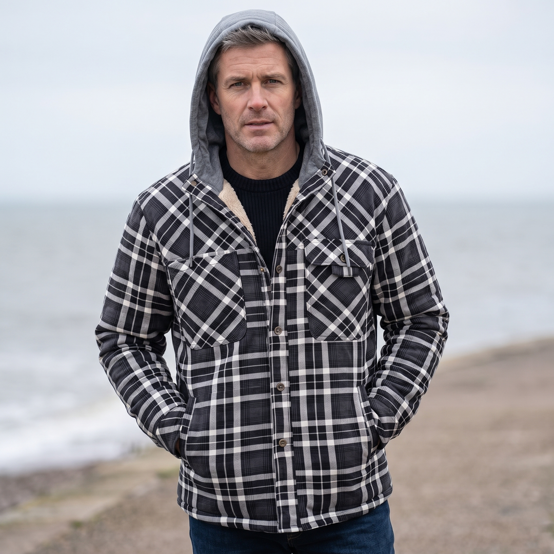 Dalton — Men’s Sherpa-Lined Hooded Check Jacket