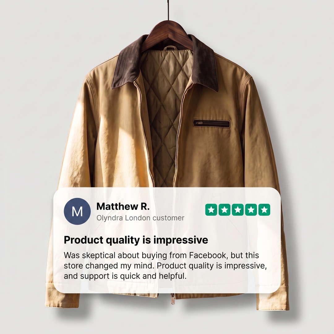 Corbin — Men’s Corduroy-Collar Cotton Zip Jacket