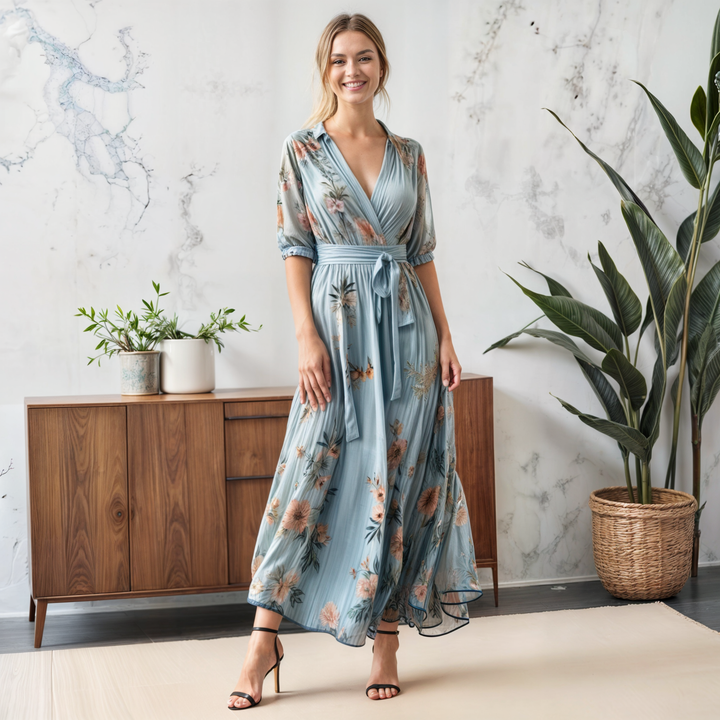 Stacey — V-Neck Midi Dress