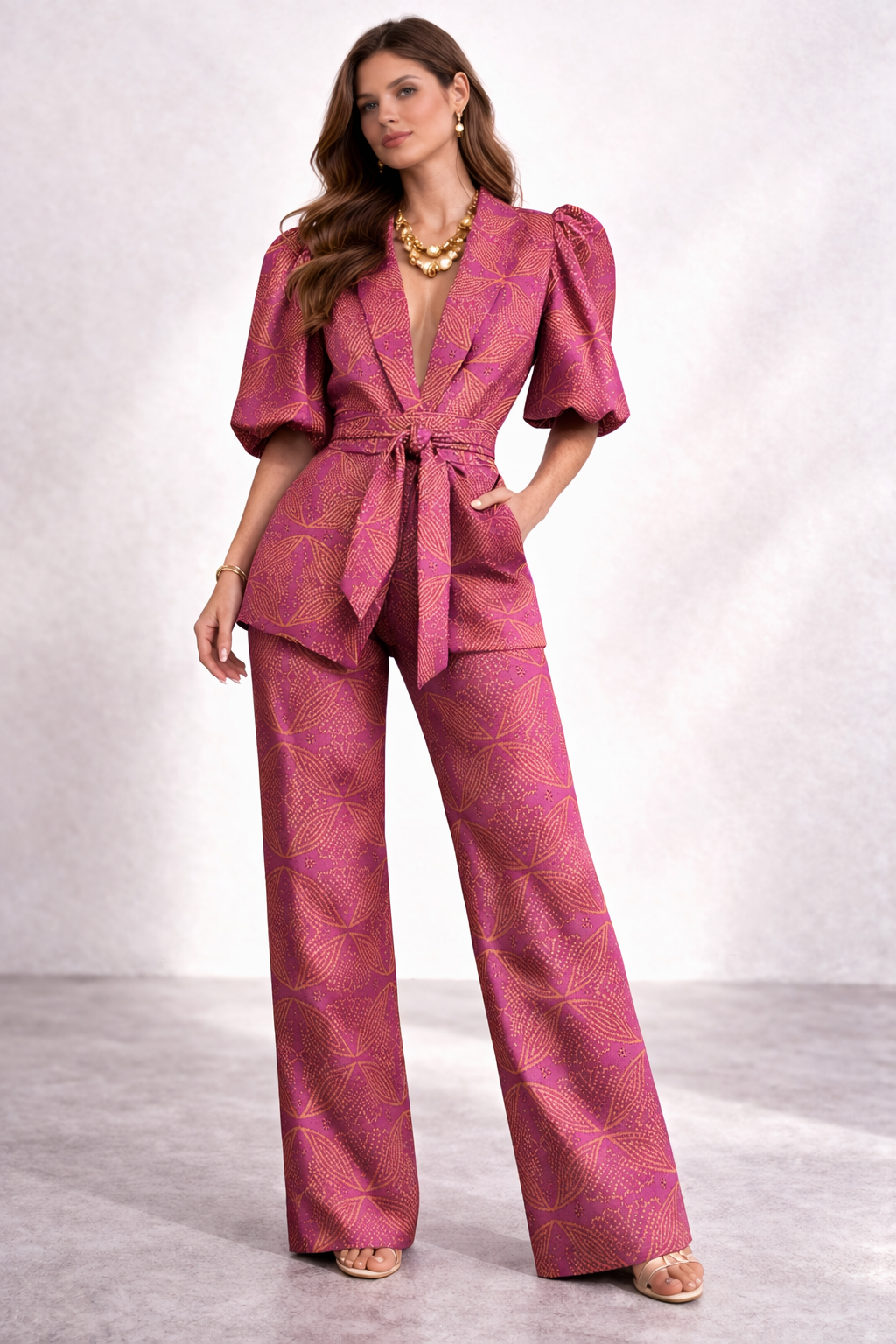 Ella — Puff-Sleeve Co-Ord Trouser Set