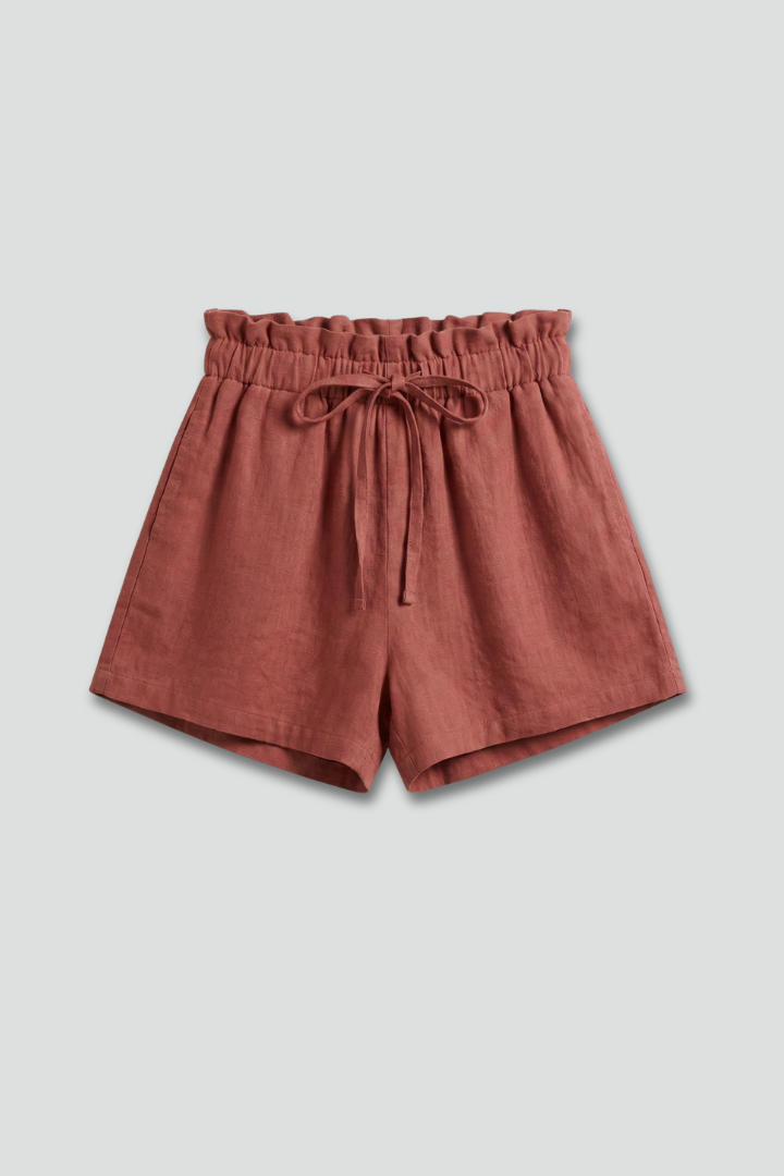 Immy — Drawstring Ruffle-Hem Shorts