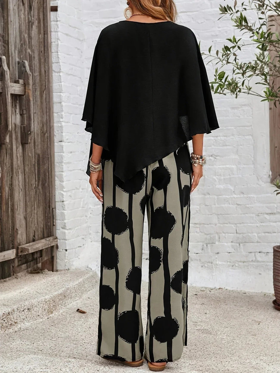 Lorraine — Asymmetric Top &amp; Printed Trouser Set