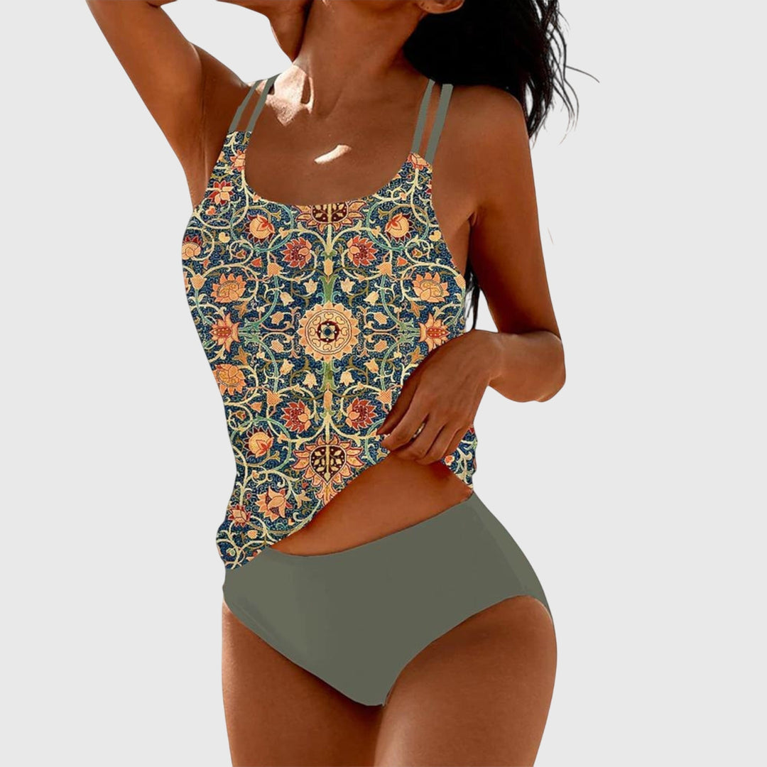 Fiona — Strappy Printed Tankini Set