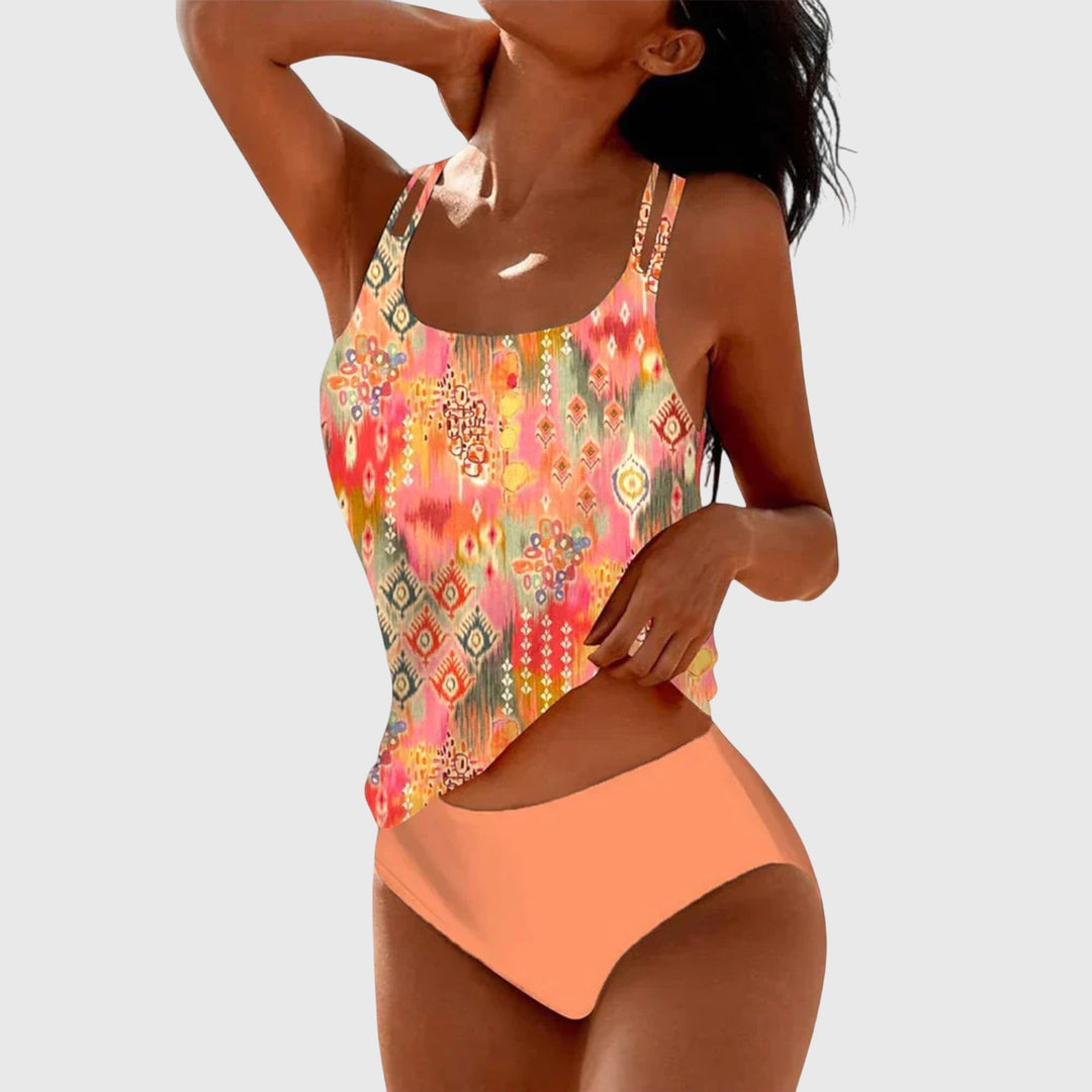 Fiona — Strappy Printed Tankini Set