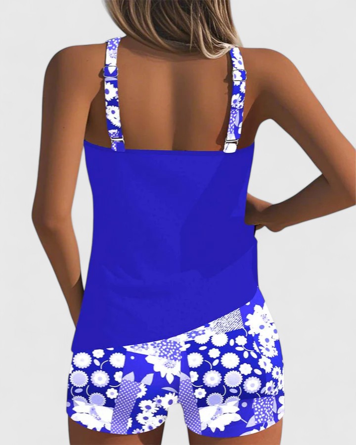Gina — Floral Scoop-Neck Tankini Set