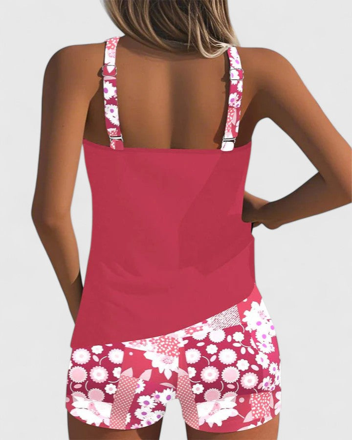 Gina — Floral Scoop-Neck Tankini Set