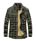 Clyde — Men's Sherpa-Collar Flannel Shirt Jacket