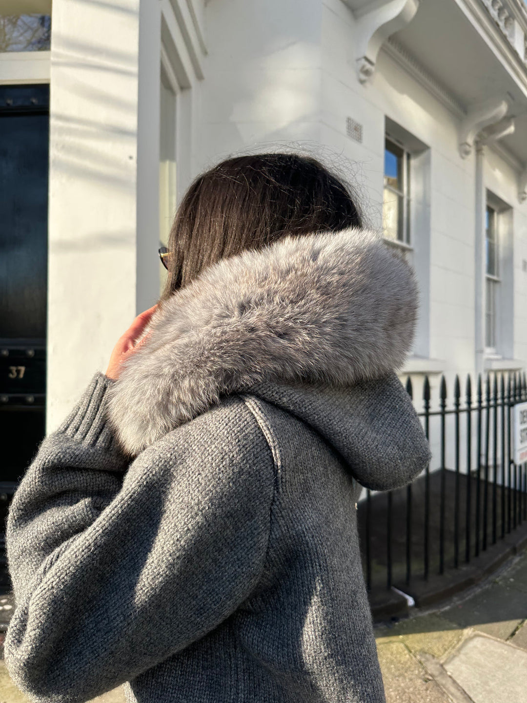 Katrin — Women’s Hooded Faux Fur Zip Knit Jacket