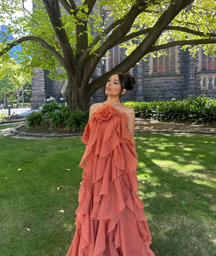 Bellina — Layered Ruffle Evening Maxi