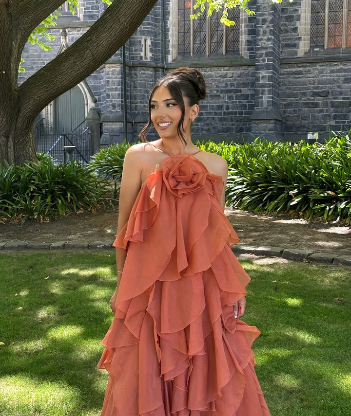 Bellina — Layered Ruffle Evening Maxi