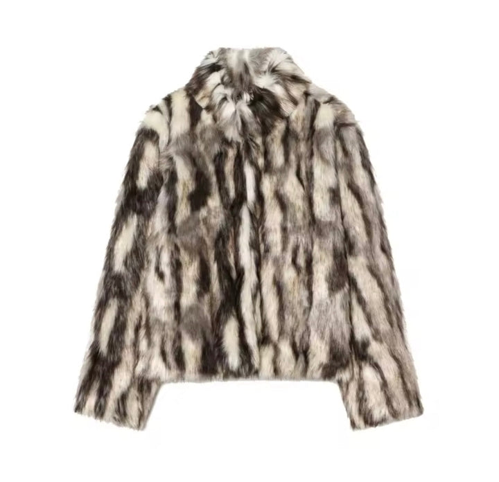 Giulia — Women’s Faux Fur Animal Print Coat
