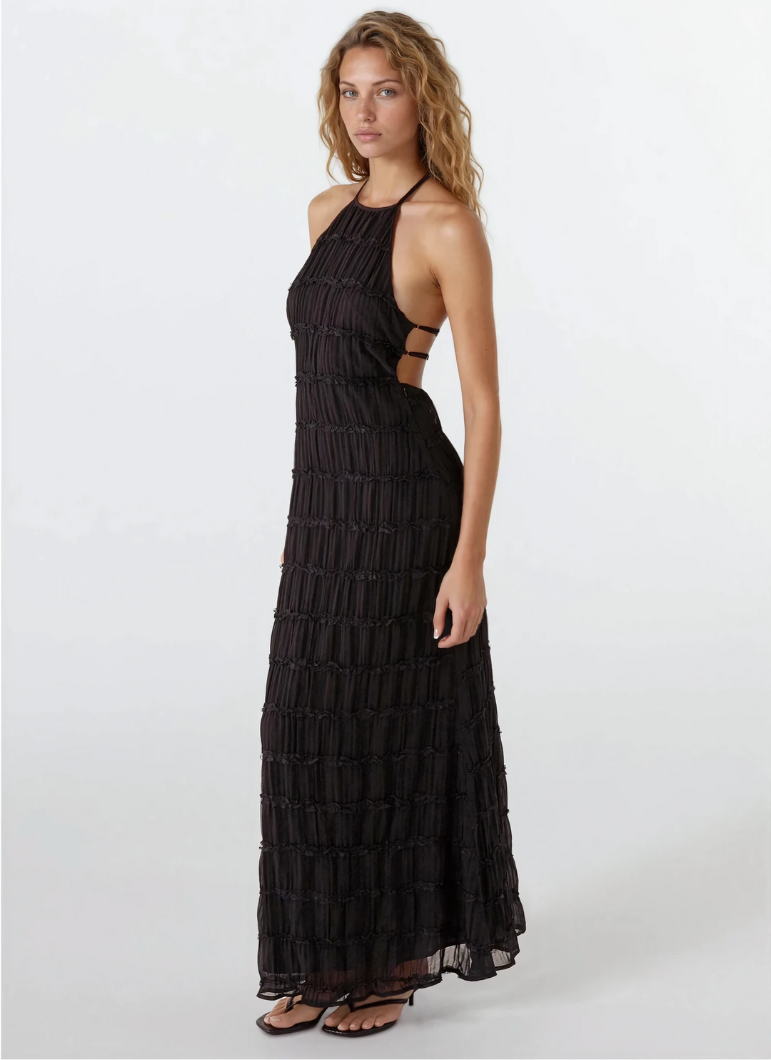 Greta — Sculpted-Texture Backless Maxi