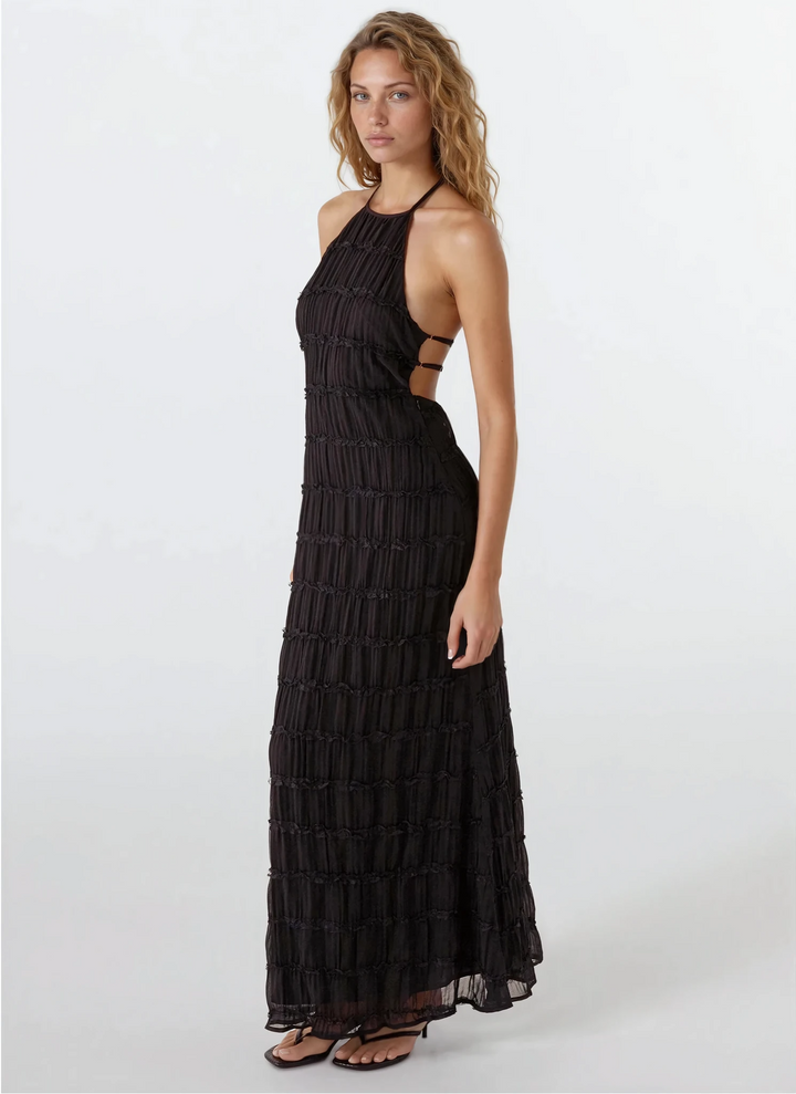 Greta — Sculpted-Texture Backless Maxi