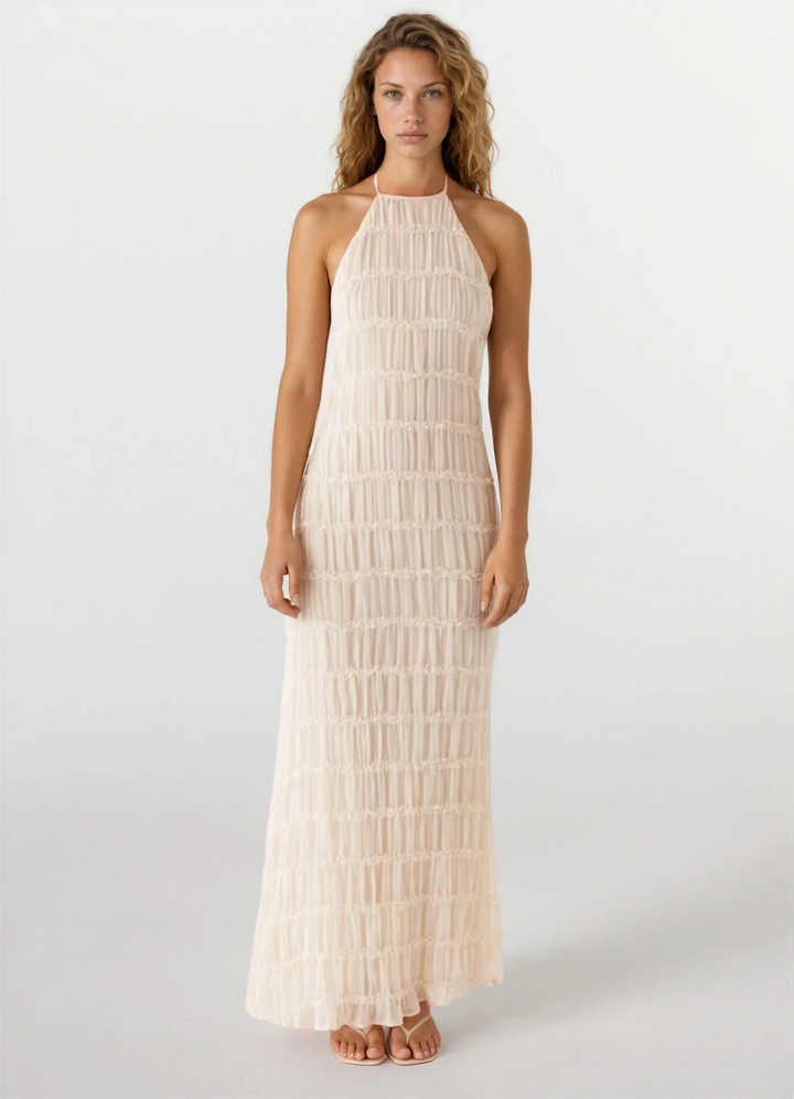 Greta — Sculpted-Texture Backless Maxi
