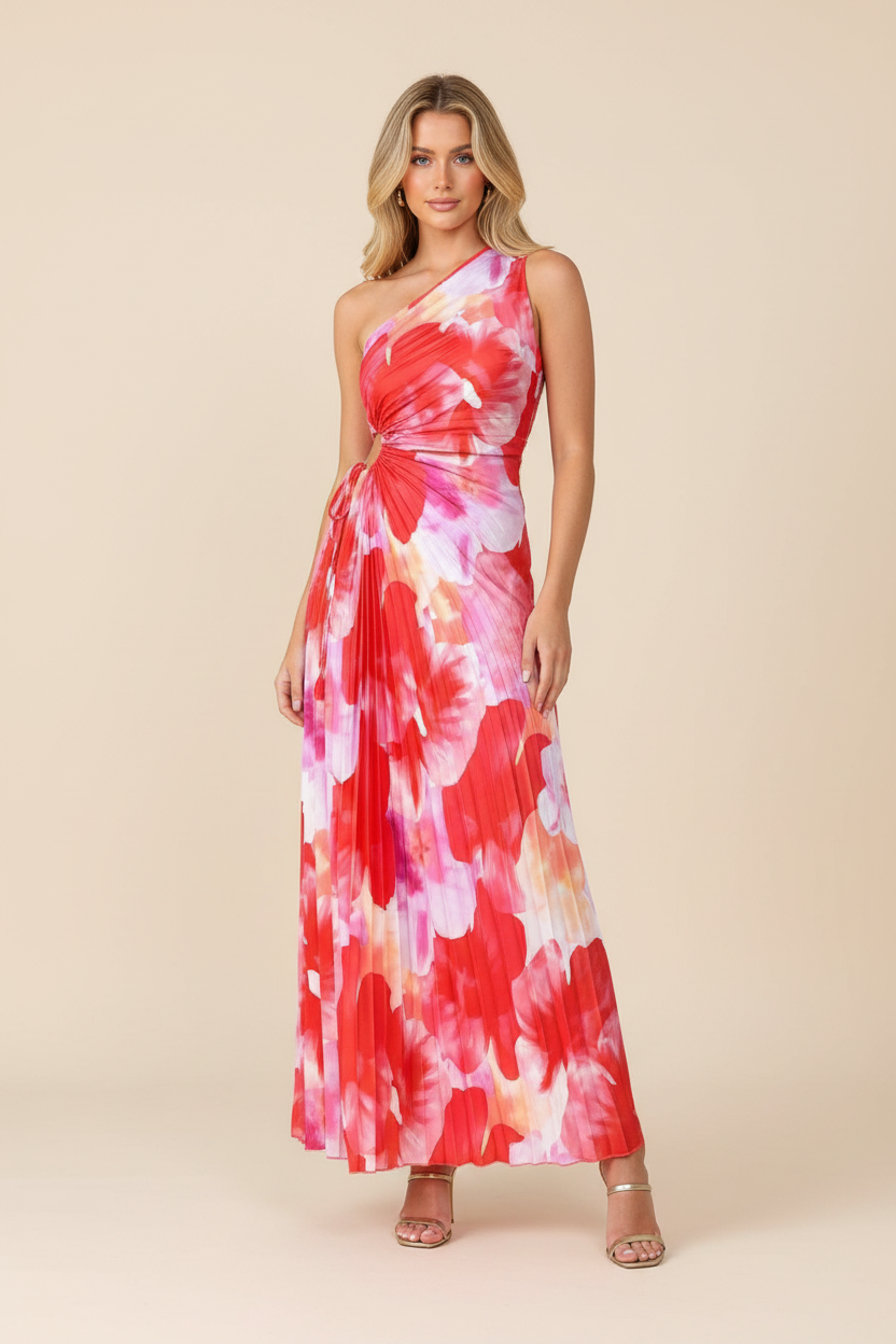 Juniper — One-Shoulder Pleated Wedding Guest Maxi