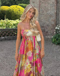 Maelynn — Floral Strapless Wedding Guest Maxi